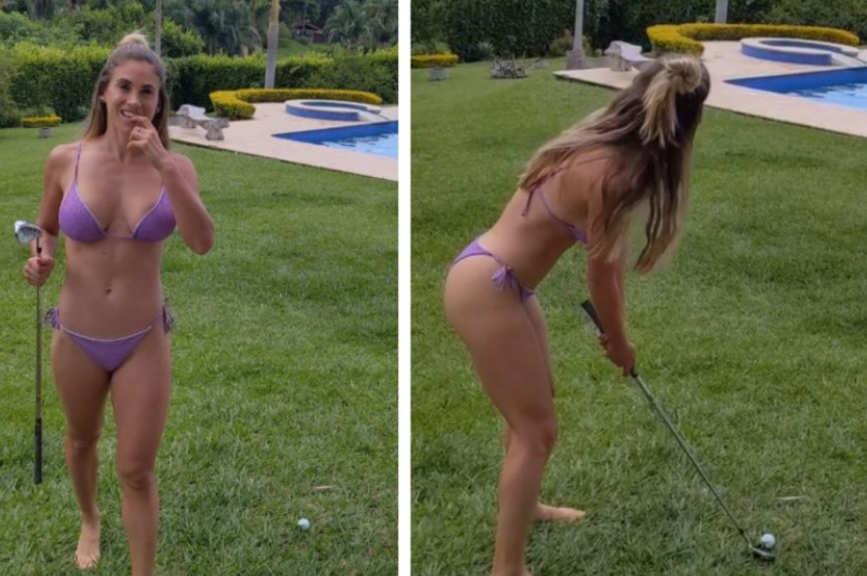 Her golf career ended early due to injury but she looks amazing in her swim...